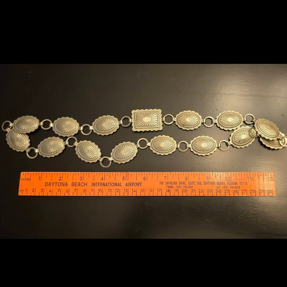Vintage Silver Concho Belt--29 1/2 inches